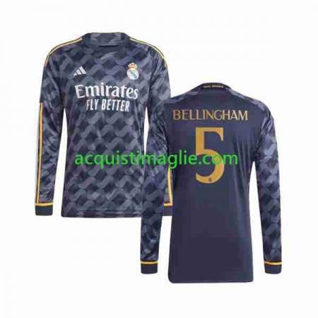 Divisa di Calcio Real Madrid Jude Bellingham 5 Trasferta 2023/2024 Manica Lunga
